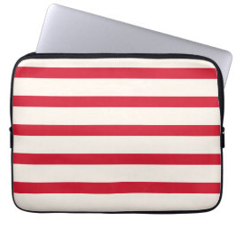 Rood en Wit Gestreept Douchegordijn Laptop Sleeve