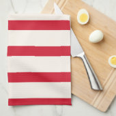 Rood en Wit Gestreept Douchegordijn Theedoek (Quarter Fold)