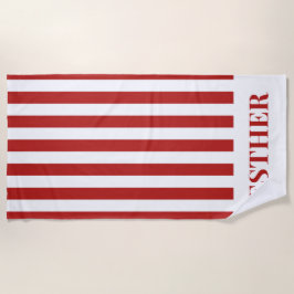 Rood en Wit Gestreept Gepersonaliseerd Cabana Beac Strandlaken