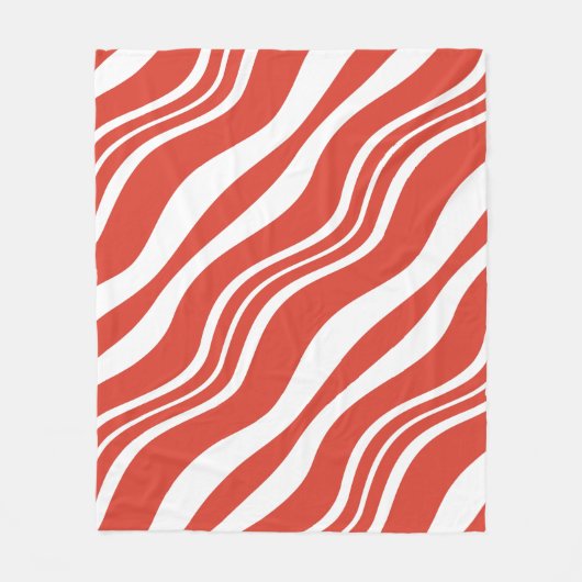 Rood en wit gestreept golfpatroon herhalen fleece deken (Voorkant)