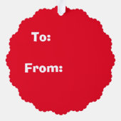 Rood en Wit Gestreept "Ho Ho Ho" Ornament Kaart (Achterkant)