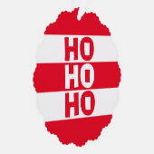 Rood en Wit Gestreept "Ho Ho Ho" Ornament Kaart (Rechts)