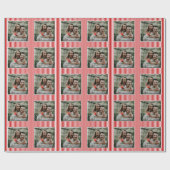 Rood en wit gestreept huwelijk Foto Cadeaupapier (Vlak)