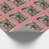 Rood en wit gestreept huwelijk Foto Cadeaupapier (Hoek)