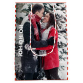 Rood en wit gestreept kerstfeest medium cadeauzakje (Achterkant)