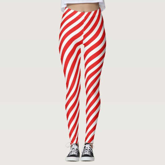 Rood en wit gestreept leggings (Voorkant)