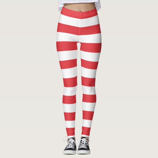 Rood en wit gestreept leggings (Voorkant)