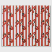 Rood en wit gestreept lieveheersbeestje cadeaupapier (Vlak)