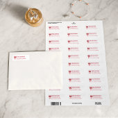 Rood en wit gestreept lint retouradreslabel etiket