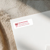Rood en wit gestreept lint retouradreslabel etiket