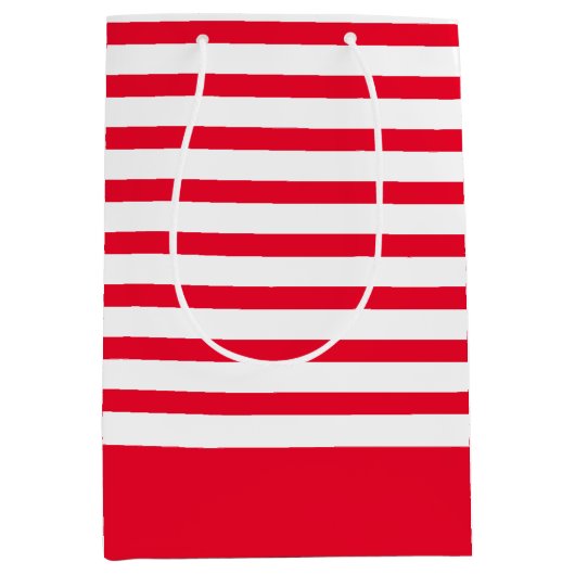 Rood en wit gestreept medium cadeauzakje (Voorkant)