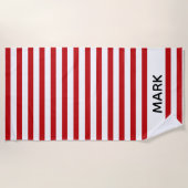 Rood en wit gestreept op maat strandlaken (Voorkant)