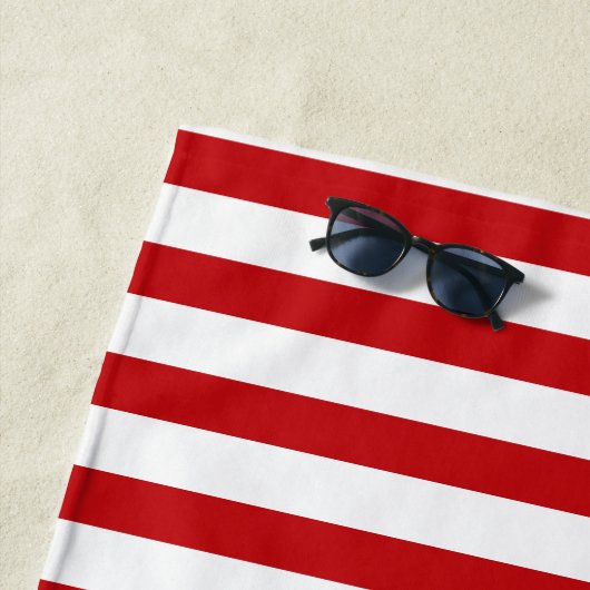 Rood en wit gestreept op maat strandlaken (In situ)