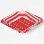 Rood en wit gestreept papieren bordje (Gebogen)
