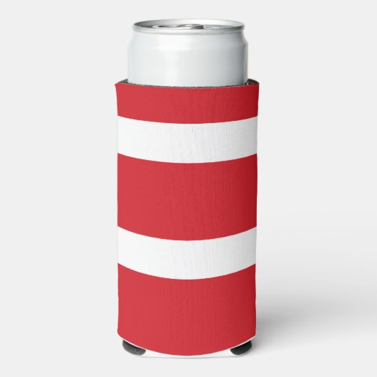 Rood en wit gestreept seltzer blikjeskoeler (Seltzer Achterkant)