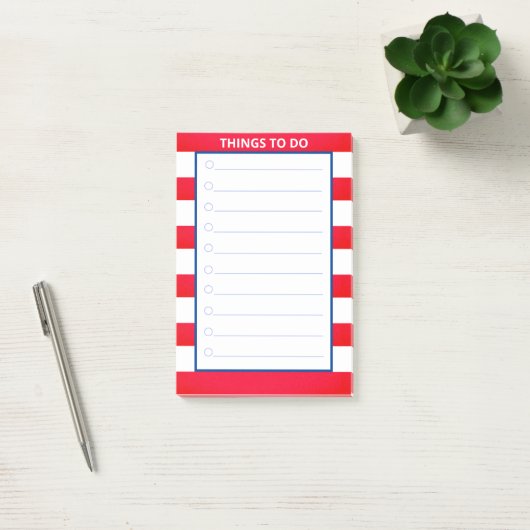 Rood en wit gestreept werk post-it® notes (Kantoor)