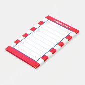 Rood en wit gestreept werk post-it® notes (Schuin)