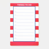 Rood en wit gestreept werk post-it® notes (Voorkant)