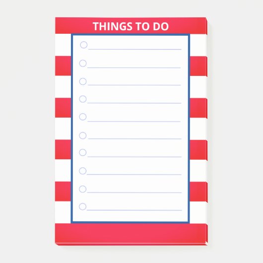 Rood en wit gestreept werk post-it® notes (Voorkant)