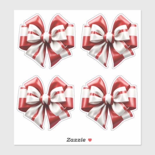 Rood en wit gestreepte boog sticker (Vel)