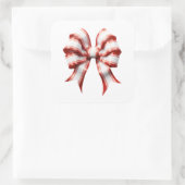Rood en wit gestreepte boog vierkante sticker (Tas)