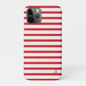 Rood en Wit Gestreepte Gepersonaliseerde Initialen Case-Mate iPhone Case (Achterkant)