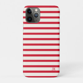 Rood en Wit Gestreepte Gepersonaliseerde Initialen Case-Mate iPhone Case