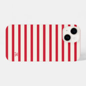 Rood en Wit Gestreepte Gepersonaliseerde Initialen iPhone Hoesje (Achterkant horizontaal)