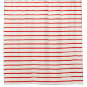 Rood en wit Gestreepte horizontale strepen Douchegordijn (Voorkant)