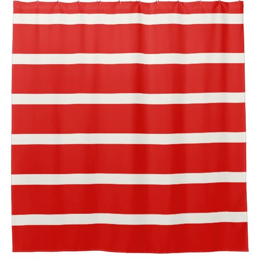 Rood en wit Gestreepte horizontale strepen Douchegordijn (Voorkant)