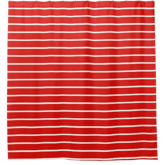 Rood en wit Gestreepte horizontale strepen Douchegordijn (Voorkant)