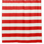 Rood en wit Gestreepte horizontale strepen Douchegordijn (Voorkant)