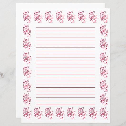 Rood en wit gestreepte kat Prints gevoerd briefpap (Voorkant / Achterkant)