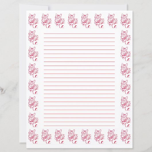 Rood en wit gestreepte kat Prints gevoerd briefpap (Voorkant)