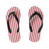 Rood en Wit Gestreepte Moderne Kerstmisstreep Kinder Teenslippers (Voetbed)