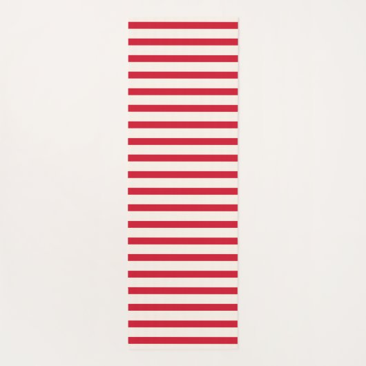 Rood en Wit Gestreepte Moderne Kerstmisstreep Yogamat (Achterkant)