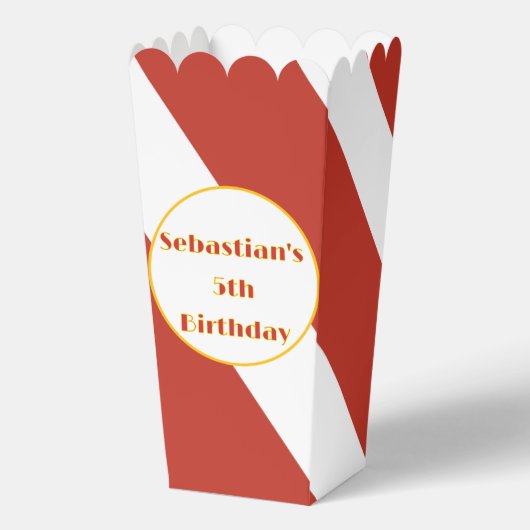 Rood en wit gestreepte popcorn bedankdoosjes (Voorkant)