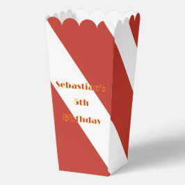 Rood en wit gestreepte popcorn bedankdoosjes