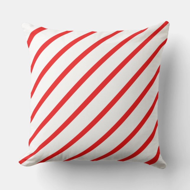 Rood en wit gestreepte-snoepriet kussen (Voorkant)