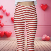 Rood en wit gestreepte Valentijnsdag Leggings