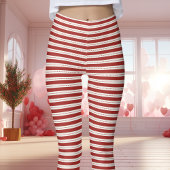 Rood en wit gestreepte Valentijnsdag Leggings