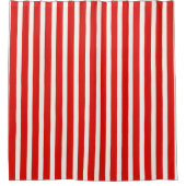 Rood en Wit Gestreepte verticale strepen Douchegordijn (Voorkant)