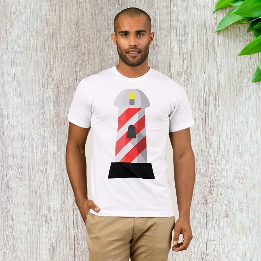 Rood en Wit Gestreepte Vuurtoren T-shirt