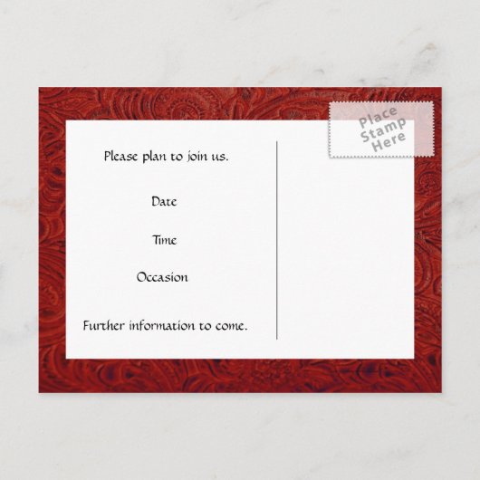 Rood en wit getand leer Bewaar de datum Aankondigingskaart (Achterkant)