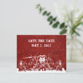 Rood en wit getand leer Bewaar de datum Aankondigingskaart (Staand voorkant)