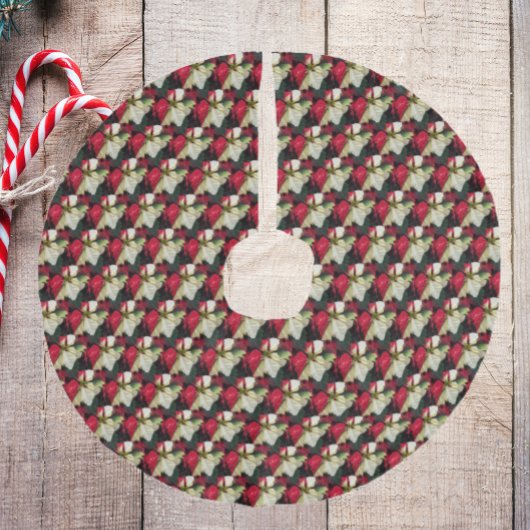 Rood en wit gevarieerd Poinsettia Patroon Imitatie Linnen Kerstboom Kleed