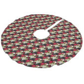 Rood en wit gevarieerd Poinsettia Patroon Imitatie Linnen Kerstboom Kleed (Gekanteld)