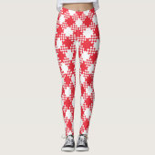 Rood en wit gevlochten patroon leggings (Voorkant)