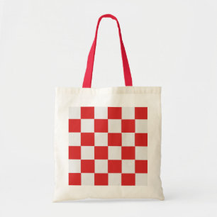 Rood en wit geweven patroon tote bag