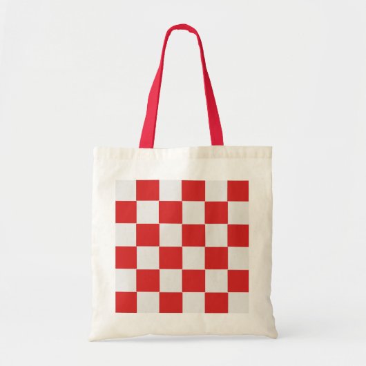 Rood en wit geweven patroon tote bag (Voorkant)